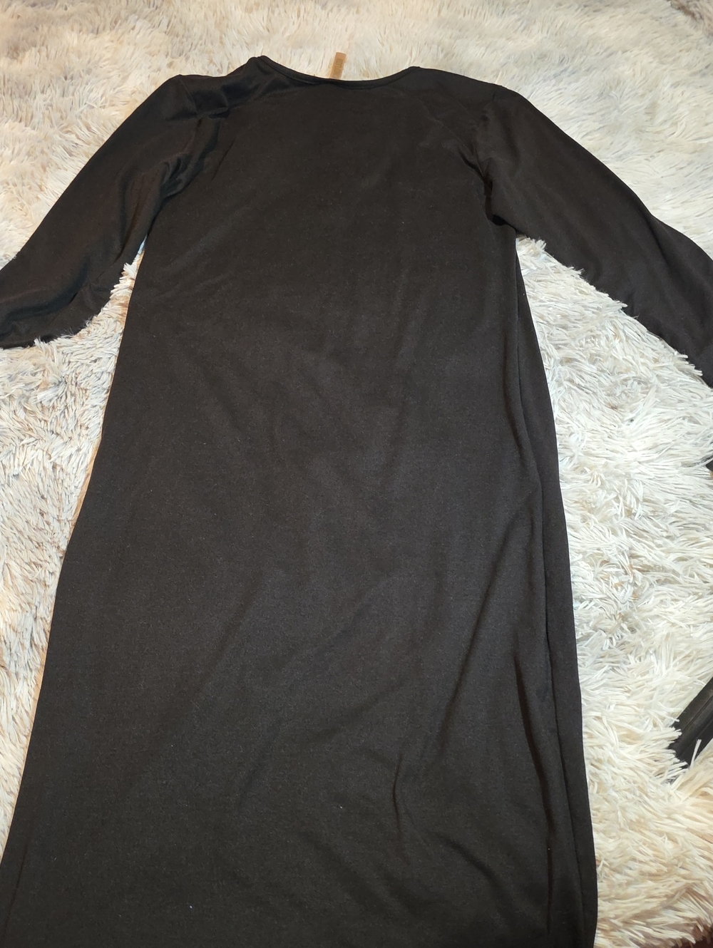 Solid Black Long-Sleeve Maxi Dress